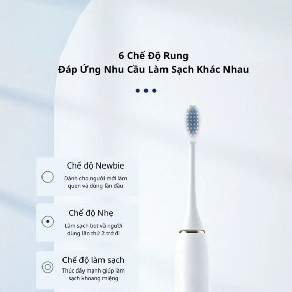 Bàn Chải Điện đa đăng Sonic X-3 sóng âm đầu chải lông mềm với 6 chế độ rung - Ảnh 3