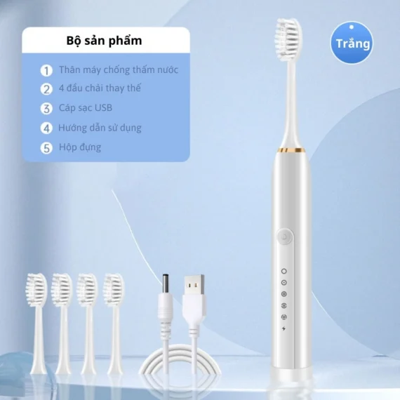 Bàn Chải Điện đa đăng Sonic X-3 sóng âm đầu chải lông mềm với 6 chế độ rung - Ảnh 7
