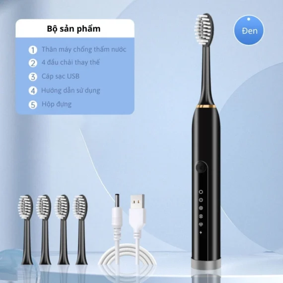 Bàn Chải Điện đa đăng Sonic X-3 sóng âm đầu chải lông mềm với 6 chế độ rung - Ảnh 8