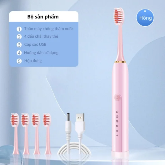 Bàn Chải Điện đa đăng Sonic X-3 sóng âm đầu chải lông mềm với 6 chế độ rung - Ảnh 9