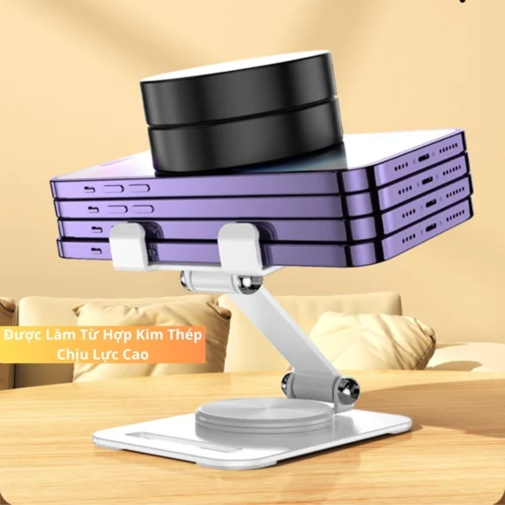 Giá đỡ điện thoại máy tính bảng kim loại trục xoay 360 độ, gấp gọn, chịu lực cao - Ảnh 7
