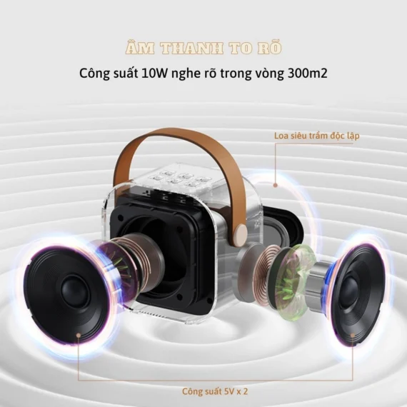 Loa Bluetooth Karaoke Mini KINYO K12 kèm mic không dây công suất 10W - Ảnh 3