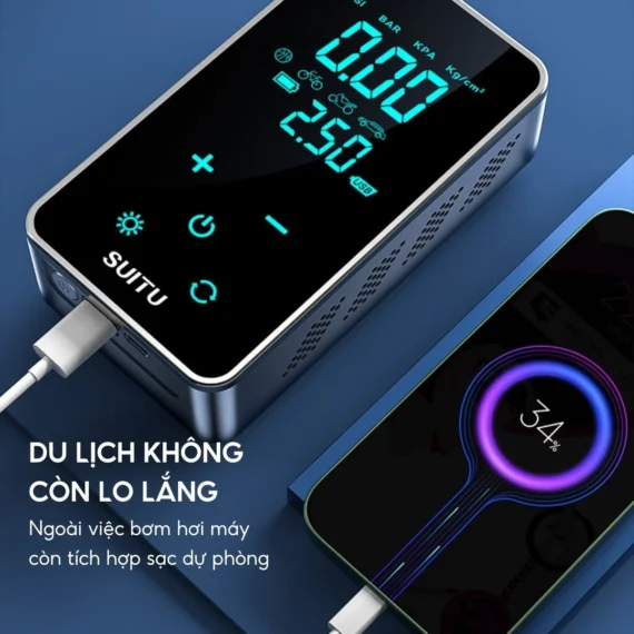 Máy bơm hơi điện tử ST-9616 không dây cảm ứng màn hình LCD, công suất 45W - Ảnh 3