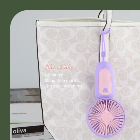 Quạt cầm tay MINI tích điện công suất lớn có giây buộc và sạc bằng USB - Hình ảnh 5