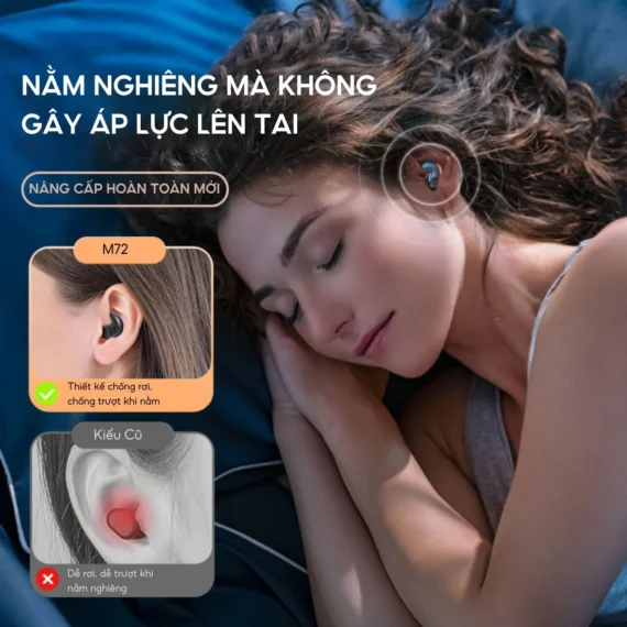 Tai nghe Bluetooth M72 giảm tiếng ồn, không áp lực lên tai khi nằm nghiêng - Ảnh 5