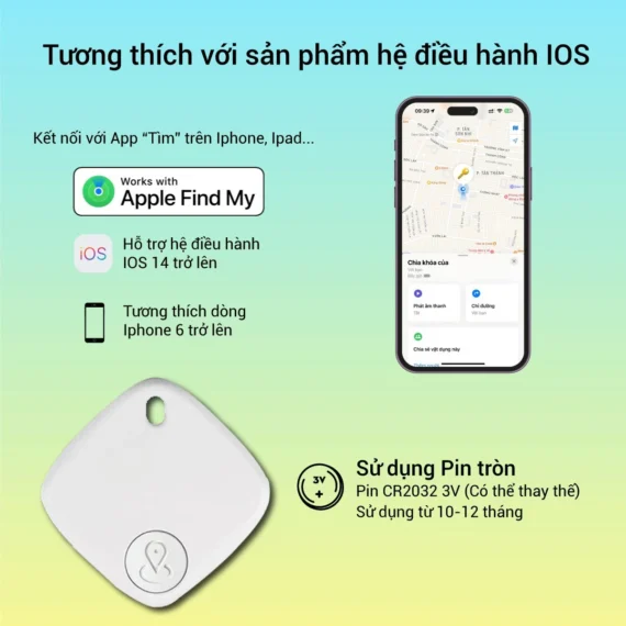 Thiết bị định vị chống thất lạc Sualio Tag S1 kết nối GPS hoạt động với Find My App - Ảnh 4
